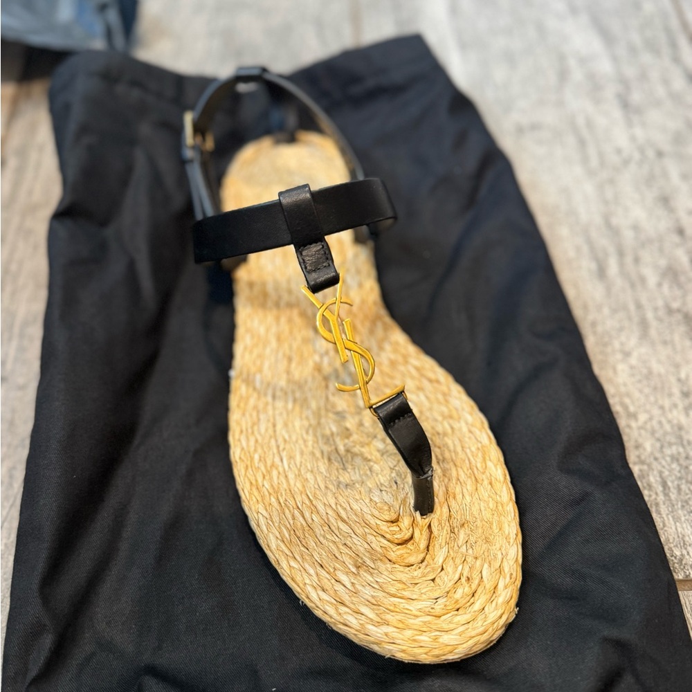 Saint Laurent Black and Tan Sandals